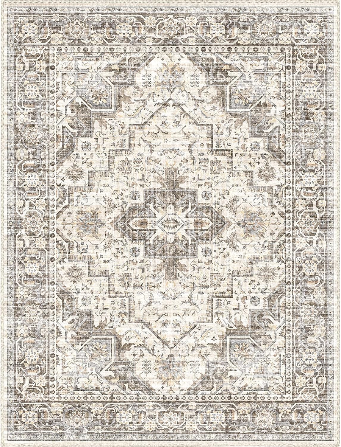 Washable Vintage Area Rug 8x10 for Living Room and More