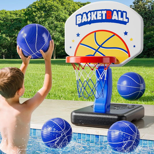 Pool Basketball Hoop for Kids Ages 3-8, Adjustable Set with Balls