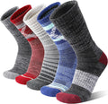Merino Wool Hiking Socks 5 Pairs - Warm Thermal Crew Socks for Hiking