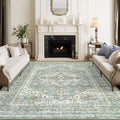 Area Rugs for Living Room 6x9 - Boho Non-Slip Low Pile Machine