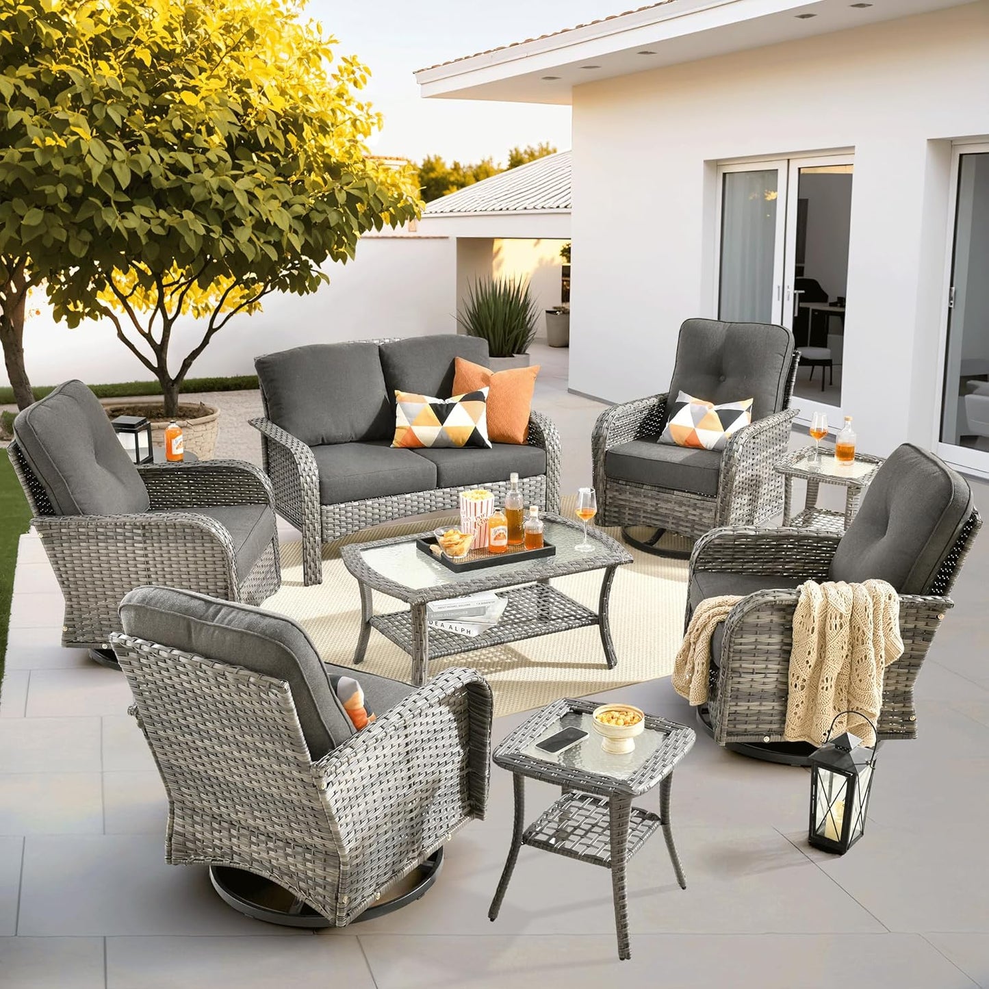 ovios 8 Pieces Patio Furniture Set with Comfy Cushions
