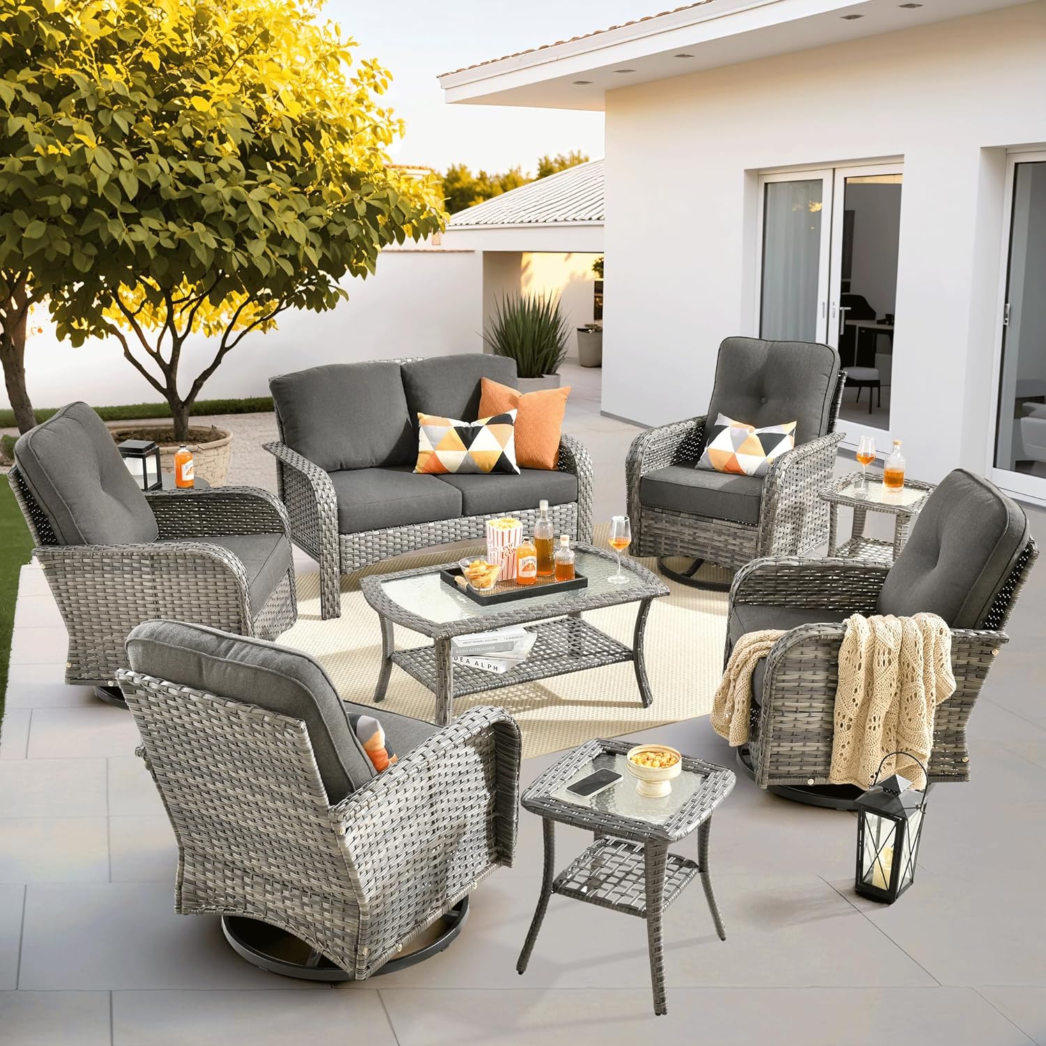ovios 8 Pieces Patio Furniture Set with Comfy Cushions