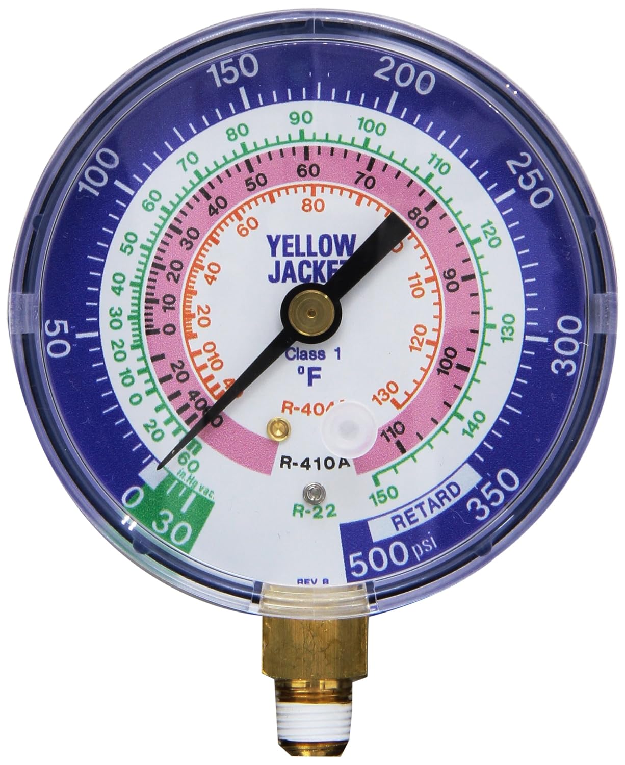 Yellow Jacket 49138 3-1/8 in Blue Compound Gauge for HVAC