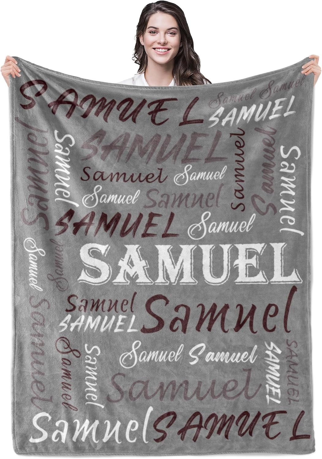 Personalized Custom Grey Theme Flannel Fleece Throw Blanket