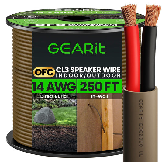 GEARit Outdoor Speaker Wire 14 Gauge for Direct Burial Use