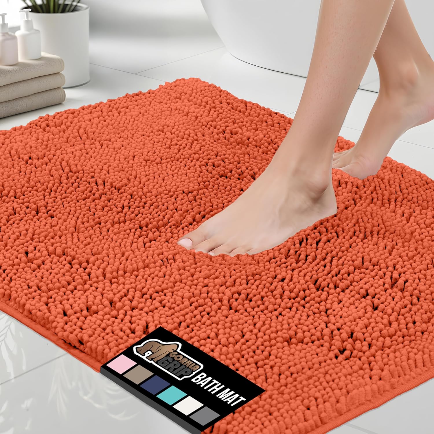 GORILLA GRIP Bath Rug Mat 44x26, Soft Absorbent Chenille