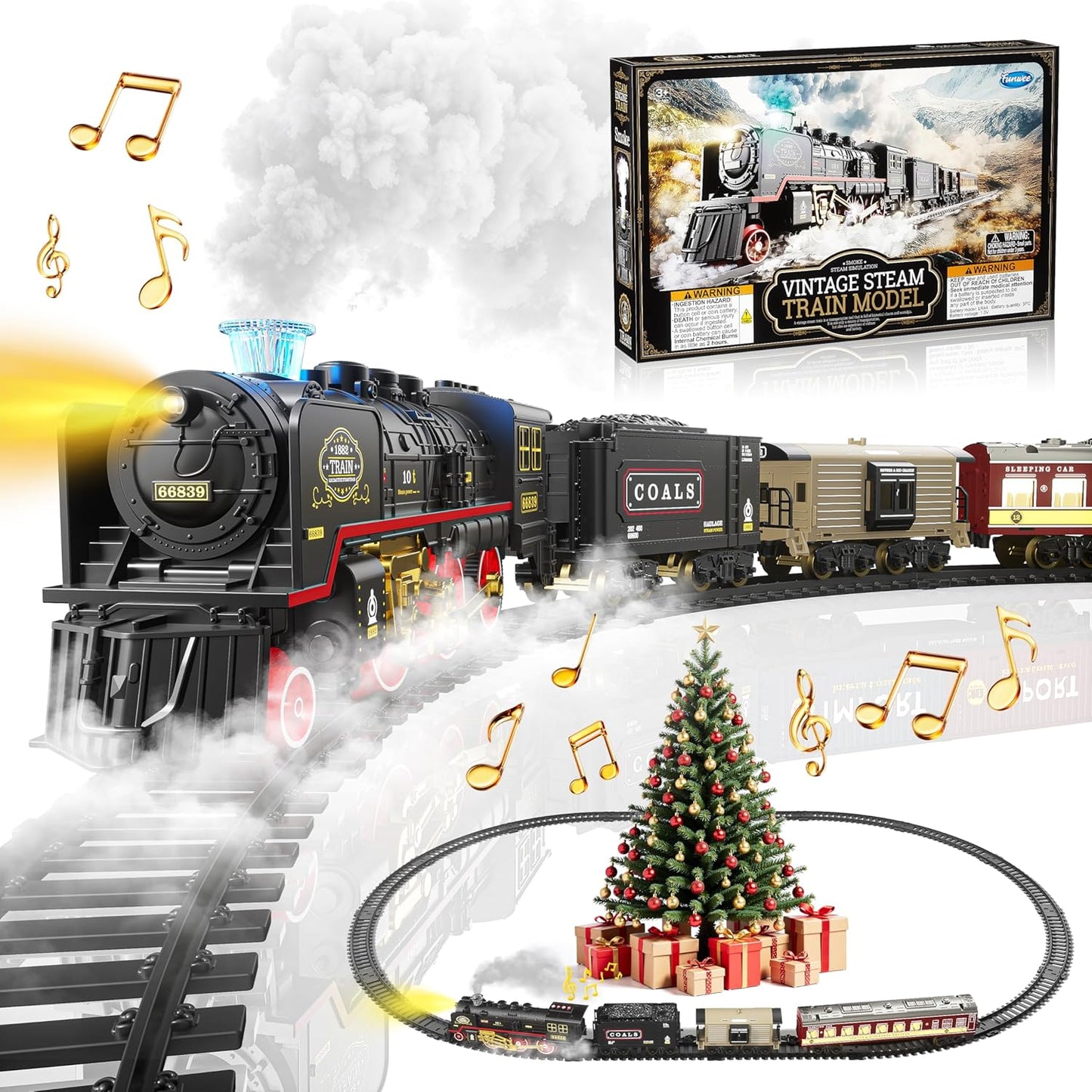 Electric Train Toy with Lights, Sounds and Smoke for Kids
