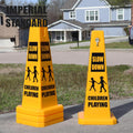 Children Playing Cone 4 Pack - 28in Four-Sided Slow Down Signs