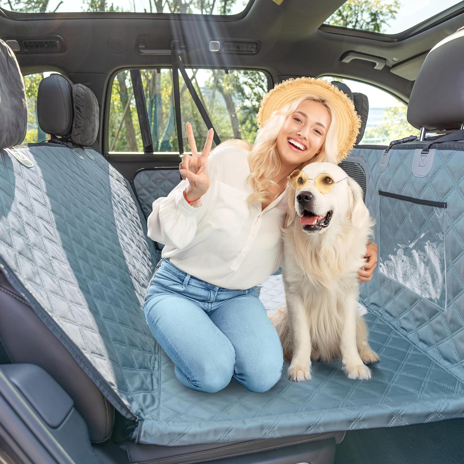 Waterproof Dog Car Seat Protector, Hard Bottom | Celadon