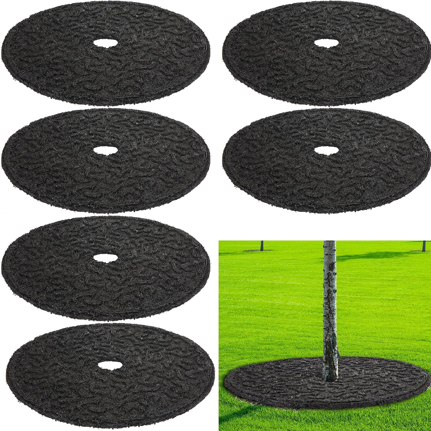 Peryiter Heavy Duty Rubber Mulch Tree Rings for Weed Control