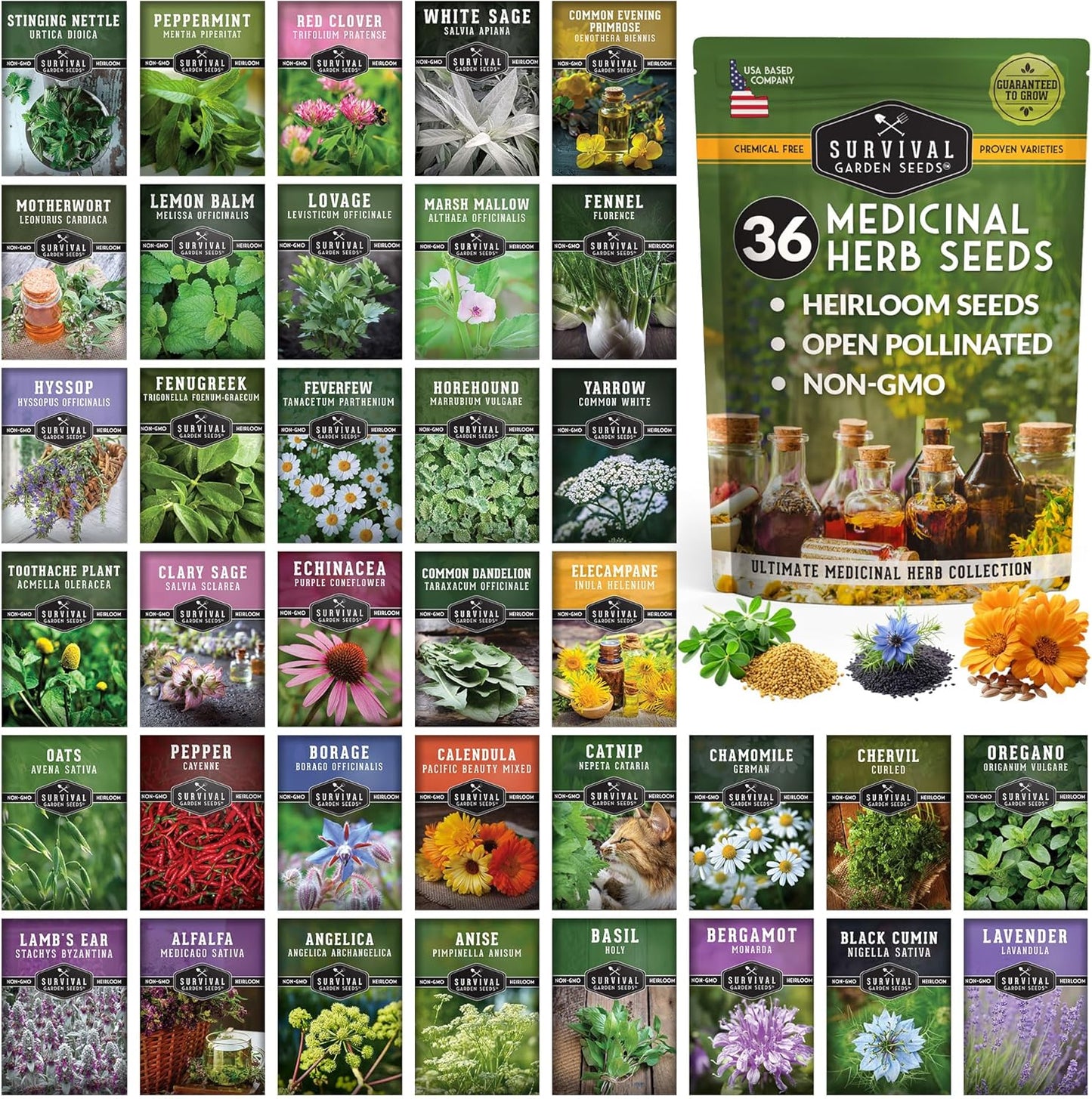 Ultimate Medicinal Herb Seeds Variety Pack for Healing Gardens