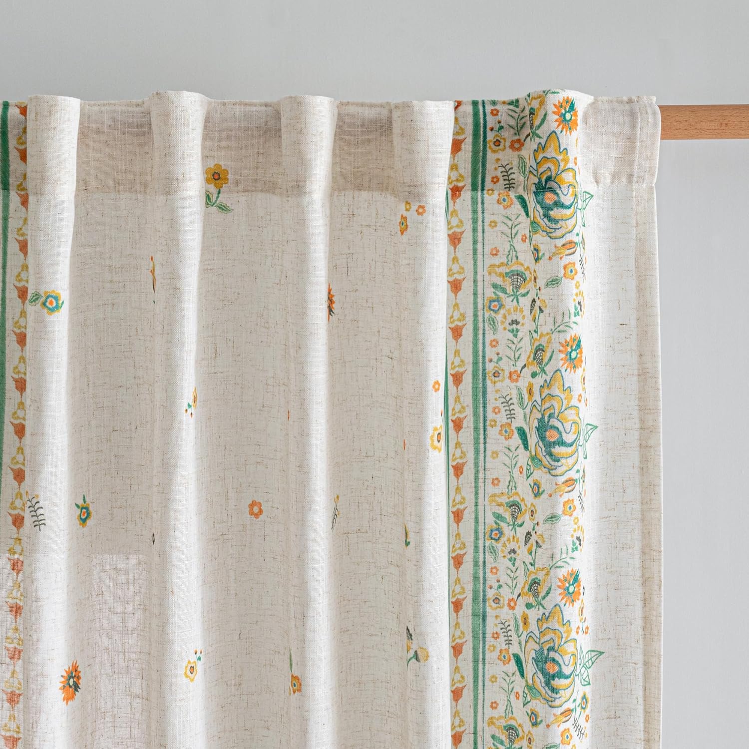 Boho Floral Curtains 72 inch for Living Room by MYSKY HOME