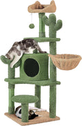 Cactus Cat Tree 53.5in Multi-Level Tower - Plush Playhouse