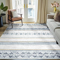 6x9 Area Rug Moroccan Geometric Washable Low Pile Rug - Neutral Style