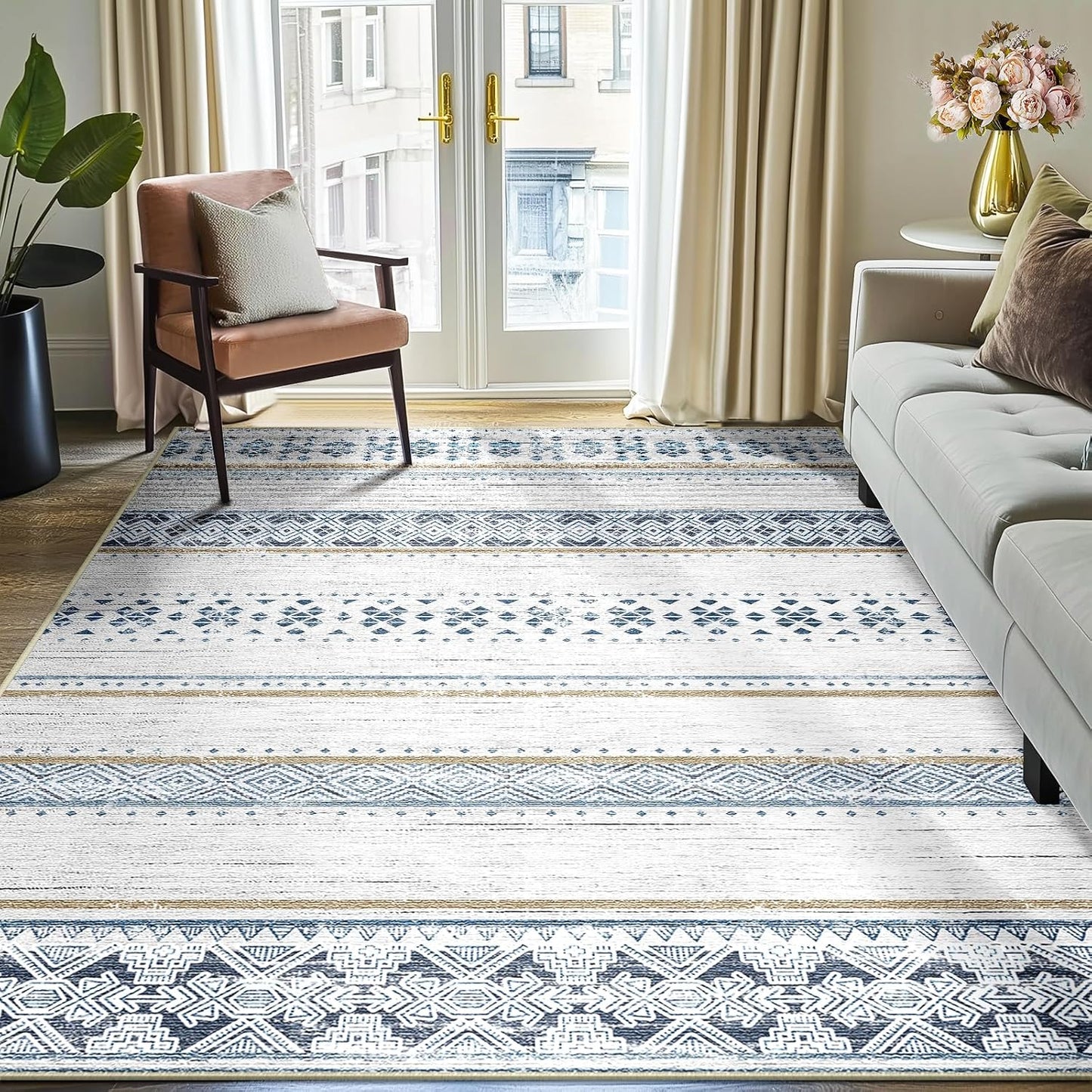 6x9 Area Rugs for Living Room Washable Moroccan Farmhouse Style