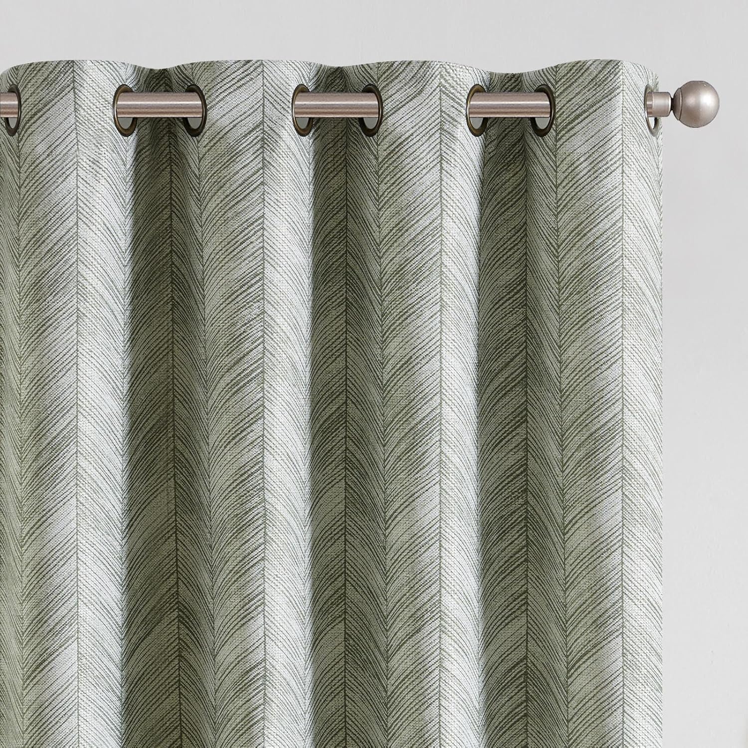 Sage Green Printed Curtains for Living Room Grommet Style