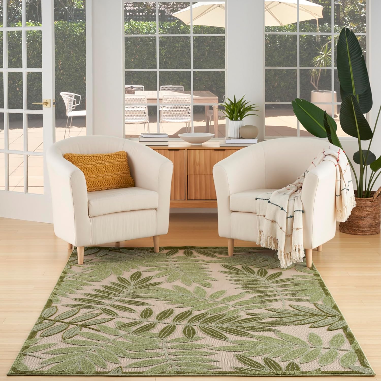 Nourison Aloha 5ft x 8ft Ivory Green Outdoor Area Rug Review