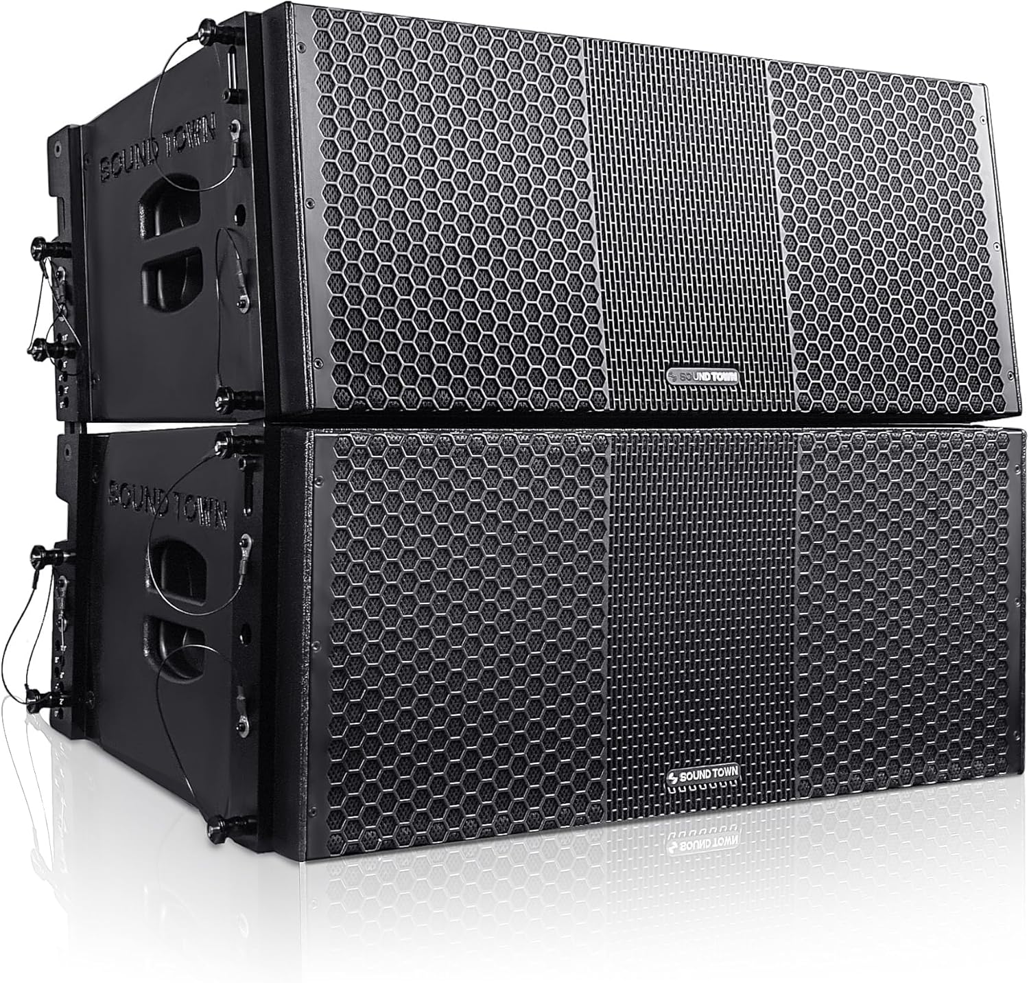 ZETHUS Pair of Dual 10-inch Powered Line Array Speakers System