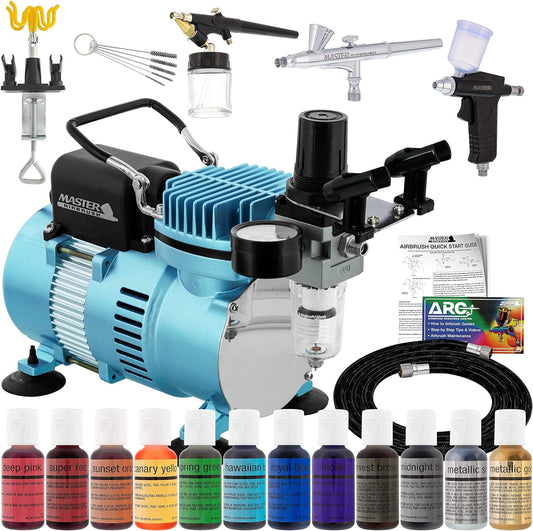 Ultimate Cake Decorating Kit w/ 3 Airbrushes & Food Coloring