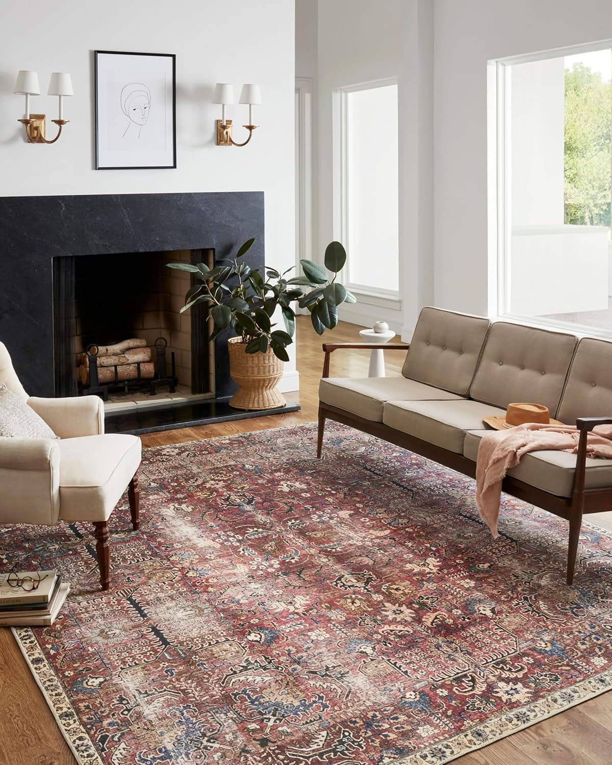 Jules Collection Area Rug by Chris Loves Julia - Merlot/Multi