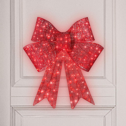 24in Pre-Lit XL Christmas Bow Decoration for Holiday Cheer