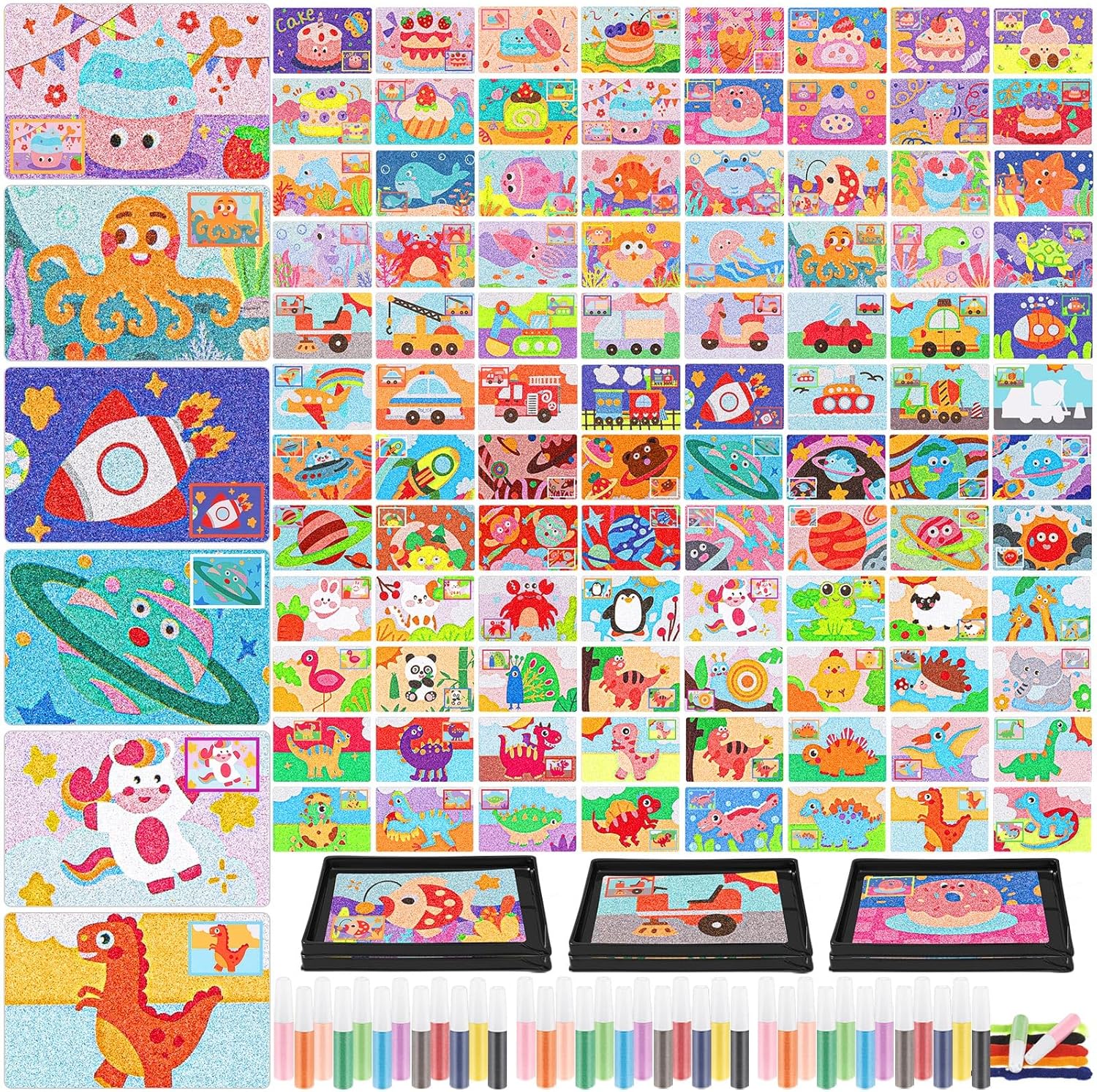 Tenceur 173 Pcs Kids' Sand Art Kits for Creative Fun