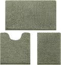 Sage Green 3-Piece Chenille Bath Rug Set - Ultra Soft Non-Slip
