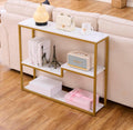 Console Table for Entryway Faux Marble Sofa Table - Slim Golden Frame