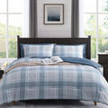Plaid Full Comforter Set Light Blue Grid - Cozy All-Season Bedding