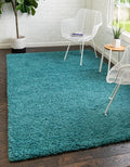 Uber Cozy Solid Shag Rug 5 ft x 8 ft Deep Aqua Blue - Soft Living Rug