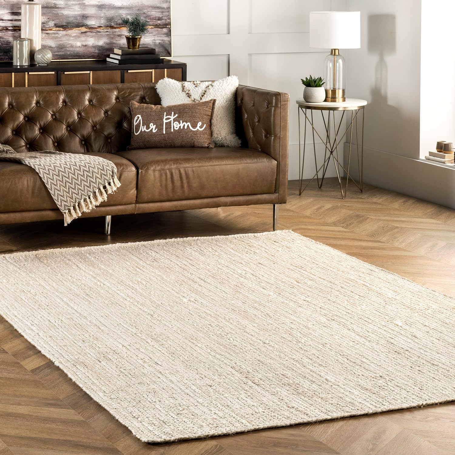 nuLOOM 5x8 Rigo Jute Hand Woven Area Rug for Cozy Spaces