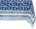 Paradise Blue 100% Cotton Rectangle Summer Tablecloth - Handblock