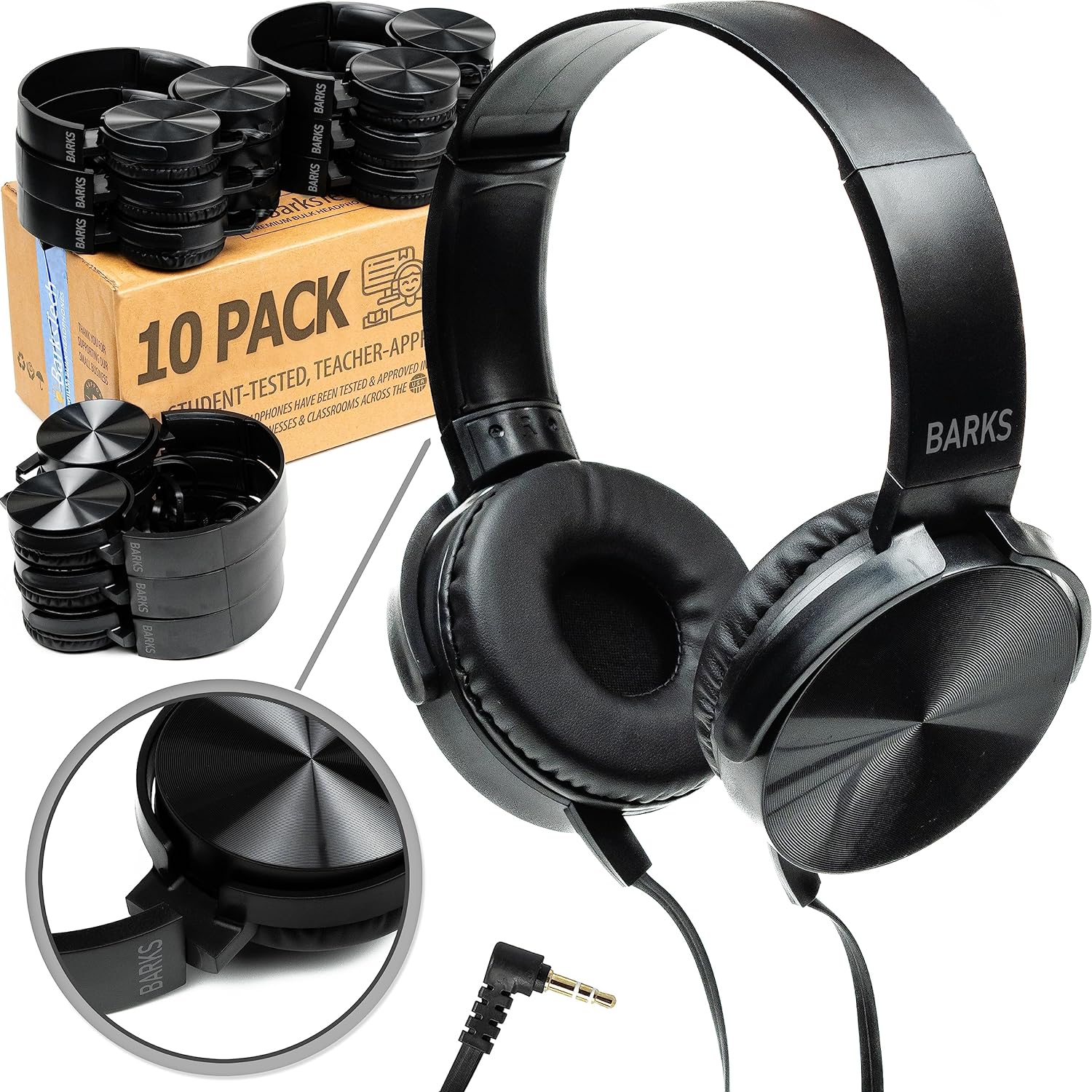 Barks Classroom Headphones 10 Pack for K-12 Students and Schools