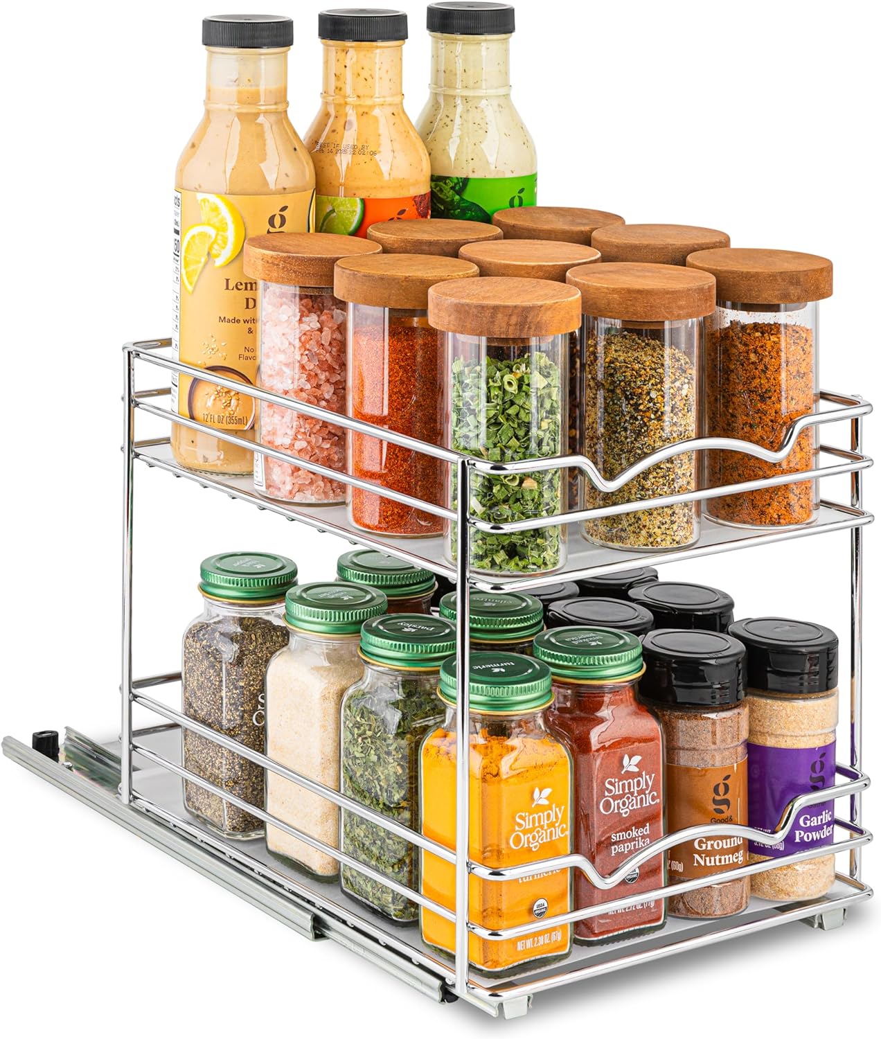 Pull Out Cabinet Organizer for Spices and Cans - Heavy Duty