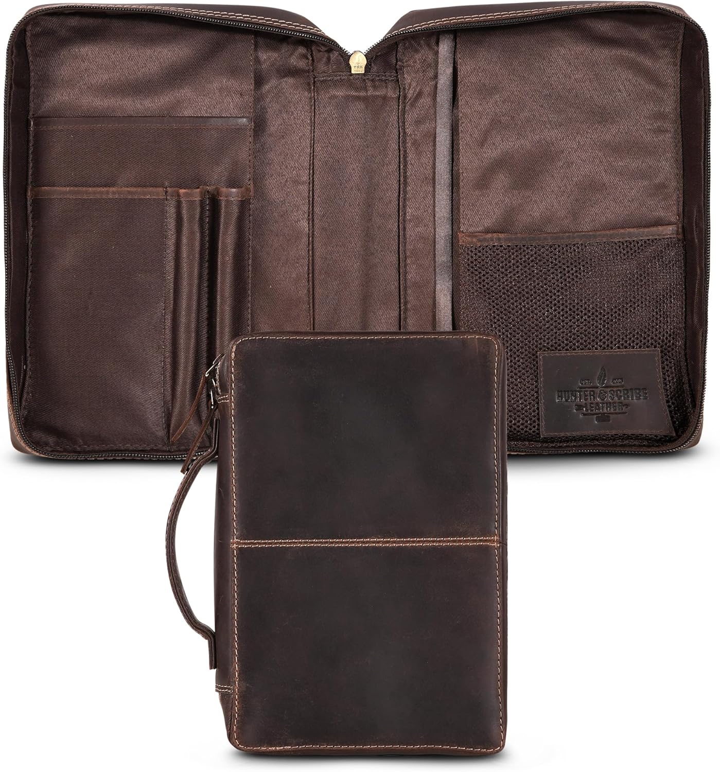 Top Grain Leather Bible Covers for Men and Women - Large Dark Brown