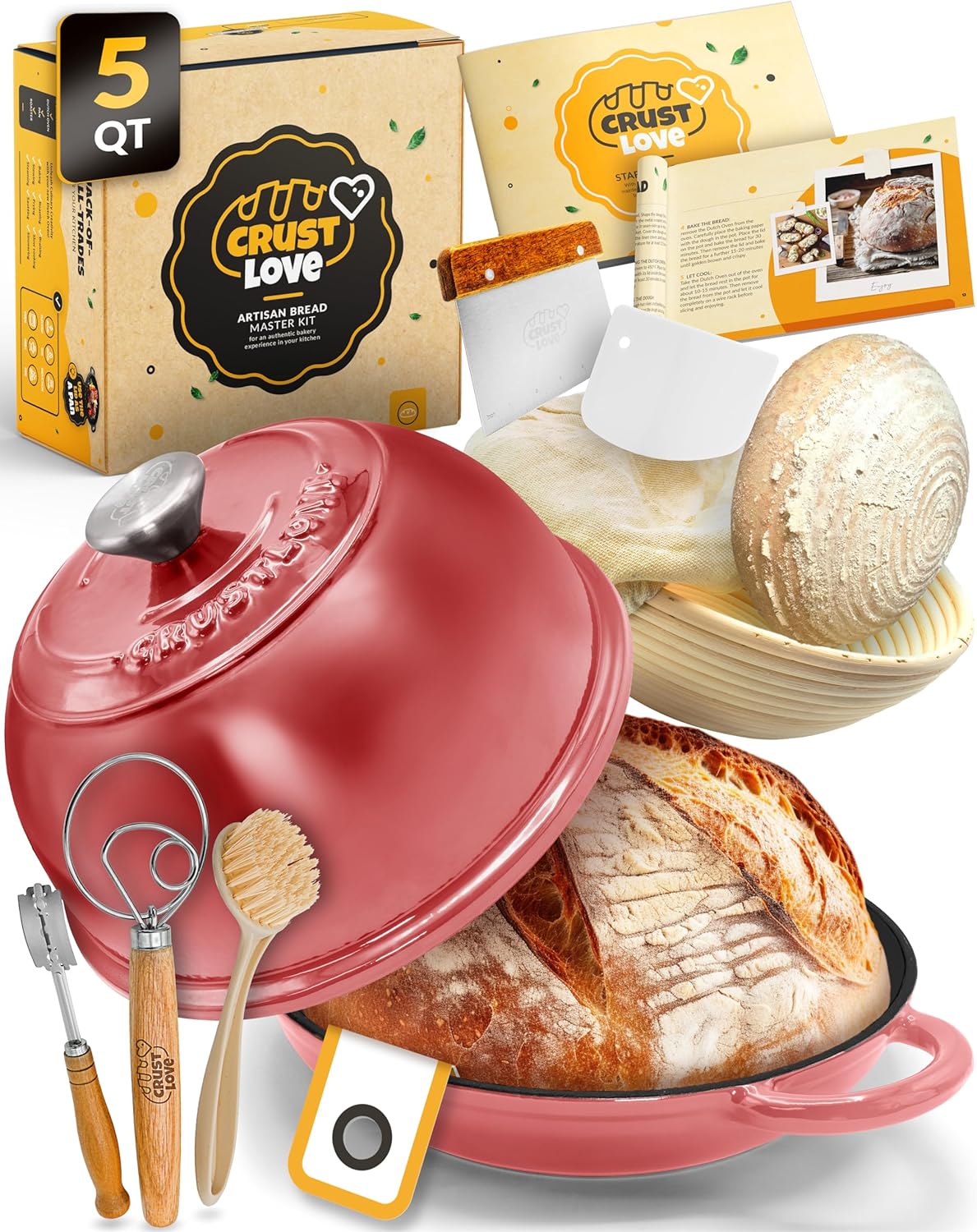 Dutch Oven Bread Baking Set - 5QT Enamel Bread-Oven Kit