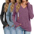 3 Pack Women's Maternity Nursing Tops V Neck - Soft Stretch Zipper