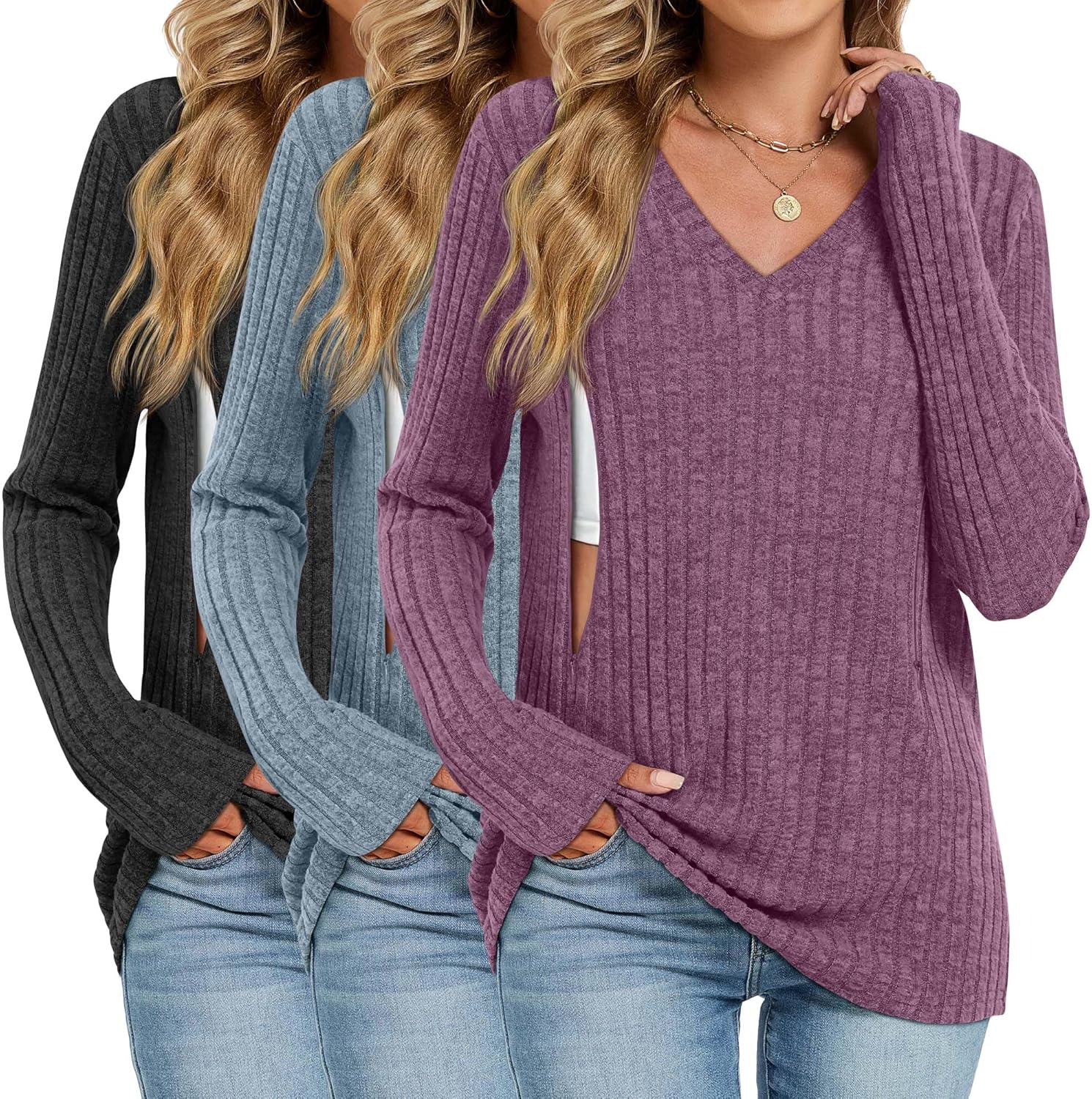 3 Pack Women's Maternity Nursing Tops for Comfortable Feeding
