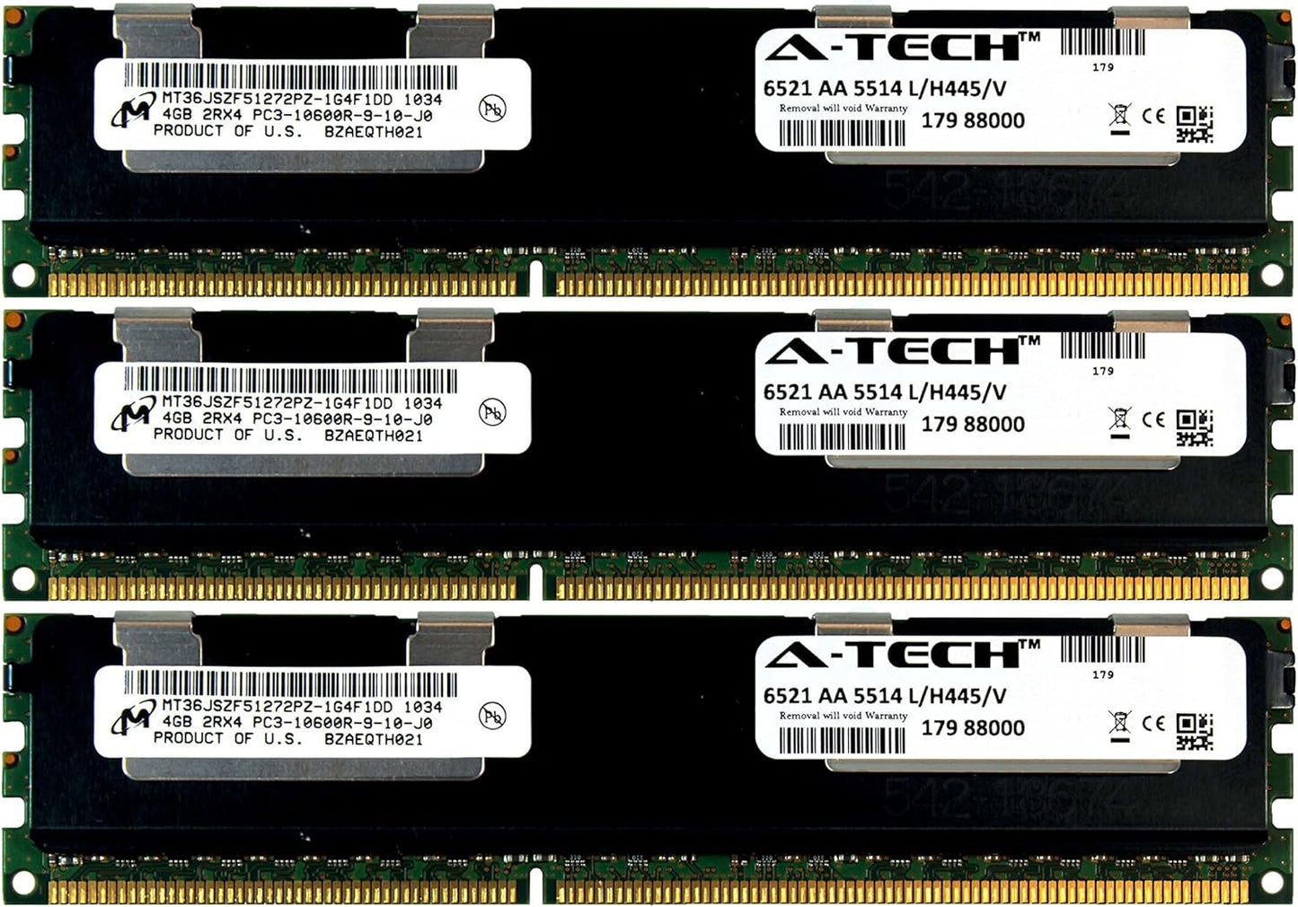 A-Tech Micron 12GB Kit 3X 4GB PC3-10600 RAM for Dell