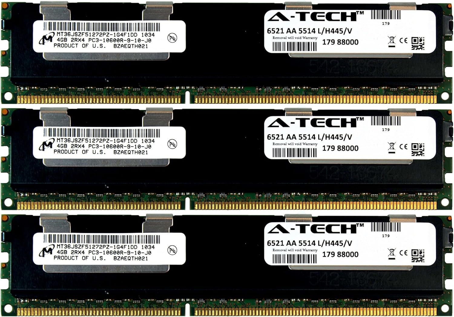 A-Tech Micron 12GB Kit 3X 4GB PC3-10600 RAM for Dell