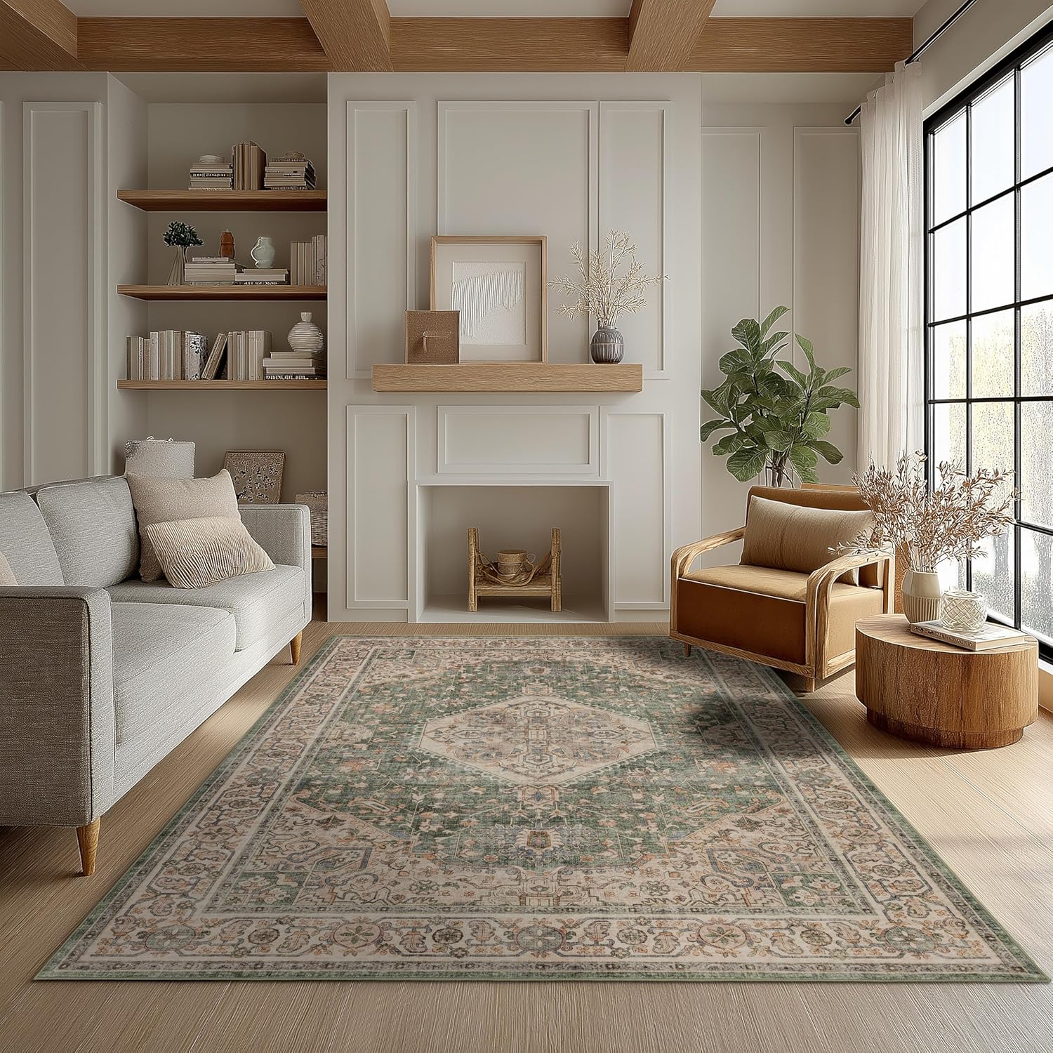 Non Slip Machine Washable Area Rug for Living Room and Bedroom