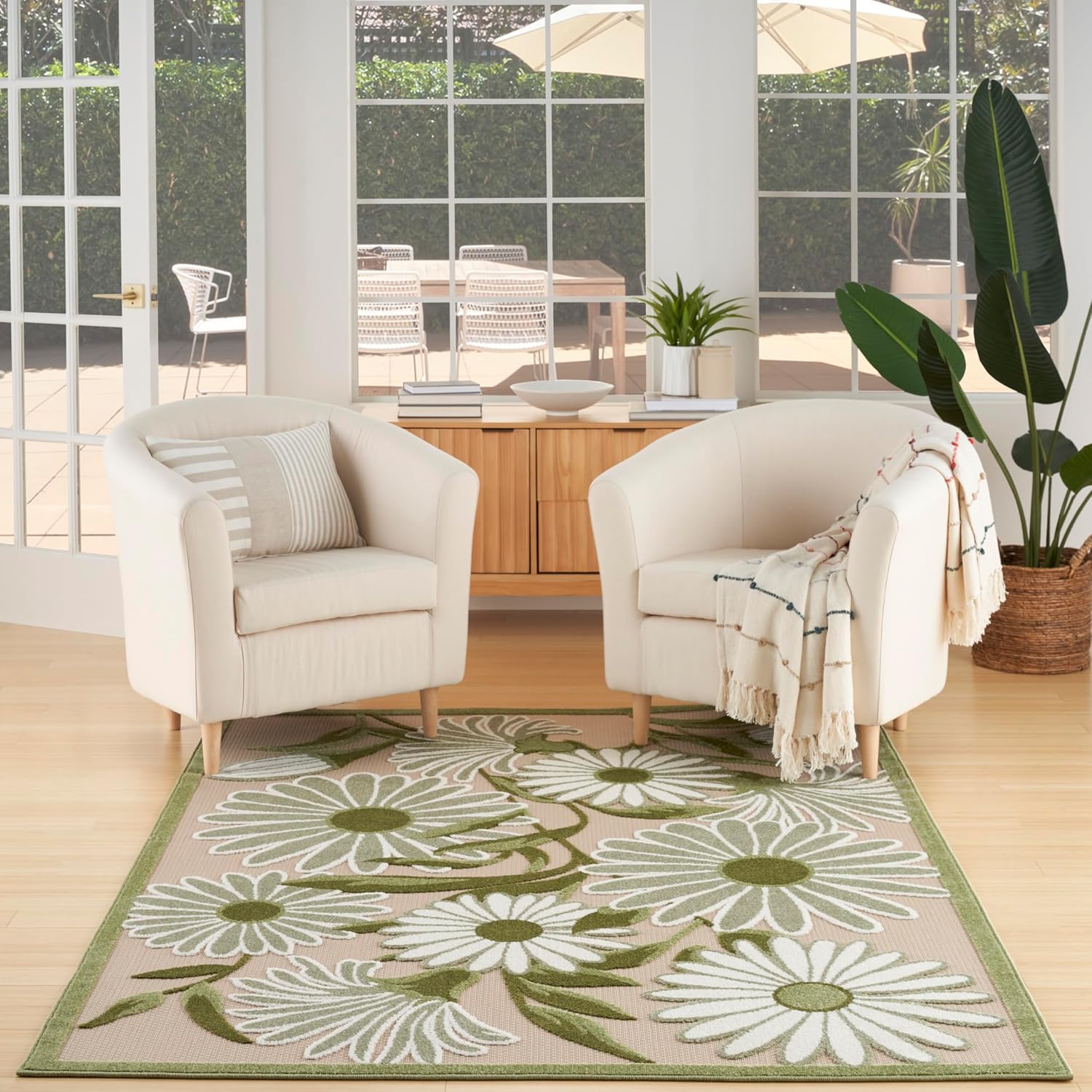Nourison Aloha 4ft x 6ft Ivory Green Outdoor Area Rug Review