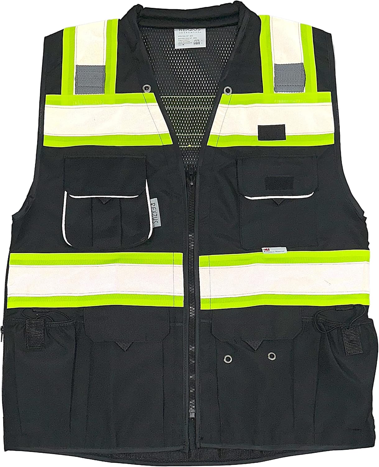 Men's Black Series Safety Vest with Zipper and Utility Pockets
