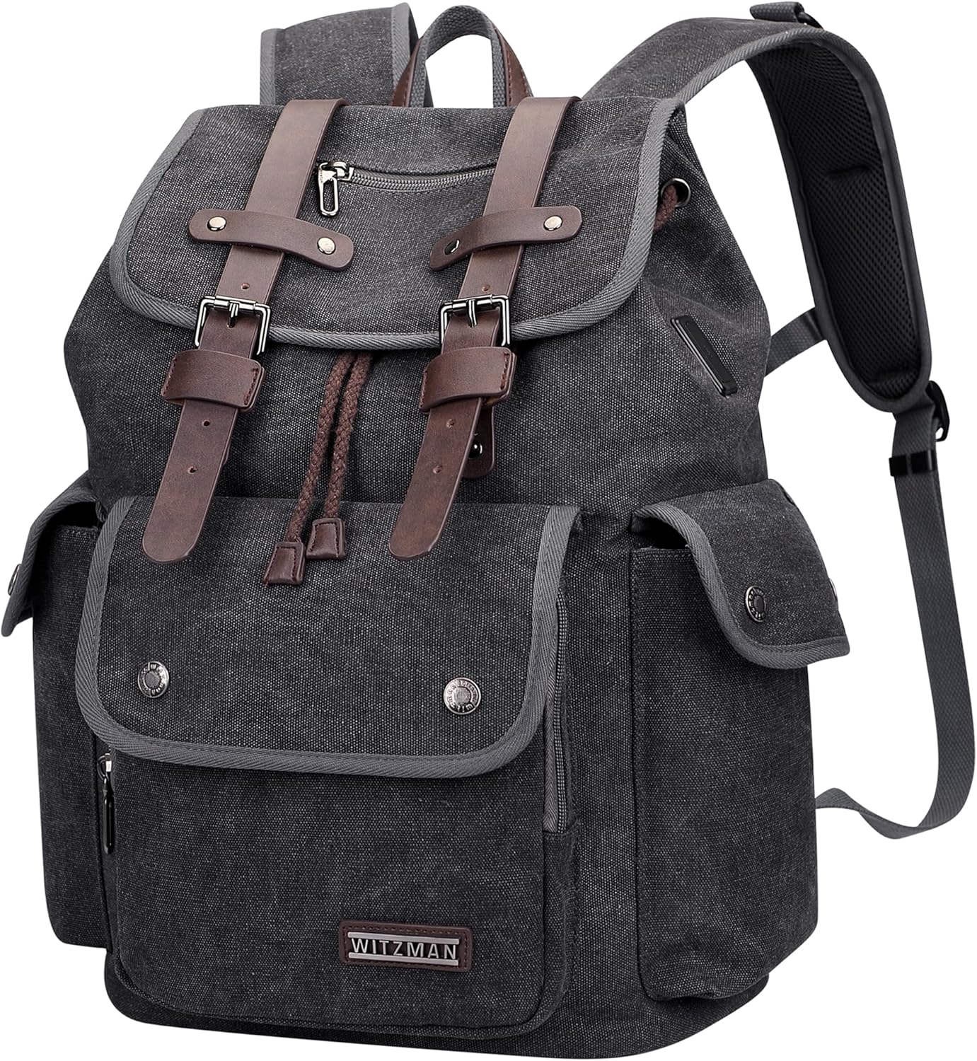 WITZMAN Canvas Backpack for Men Vintage Rucksack Travel Daypack