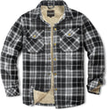 Men's Sherpa Lined Cotton Flannel Shirt Jacket Plaid (Style LZWS)