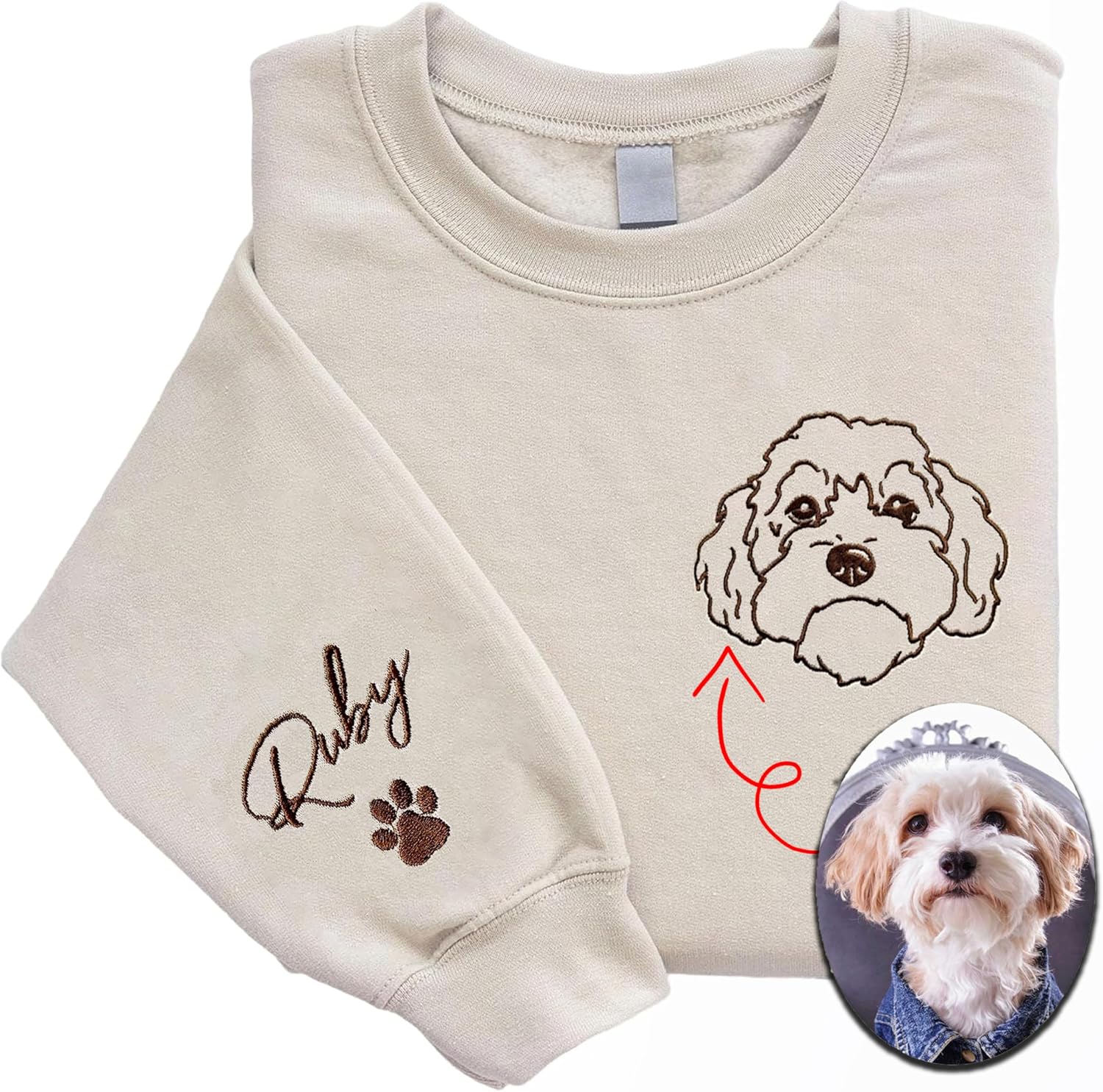 Personalized Dog Mom Sweatshirt - Custom Embroidery