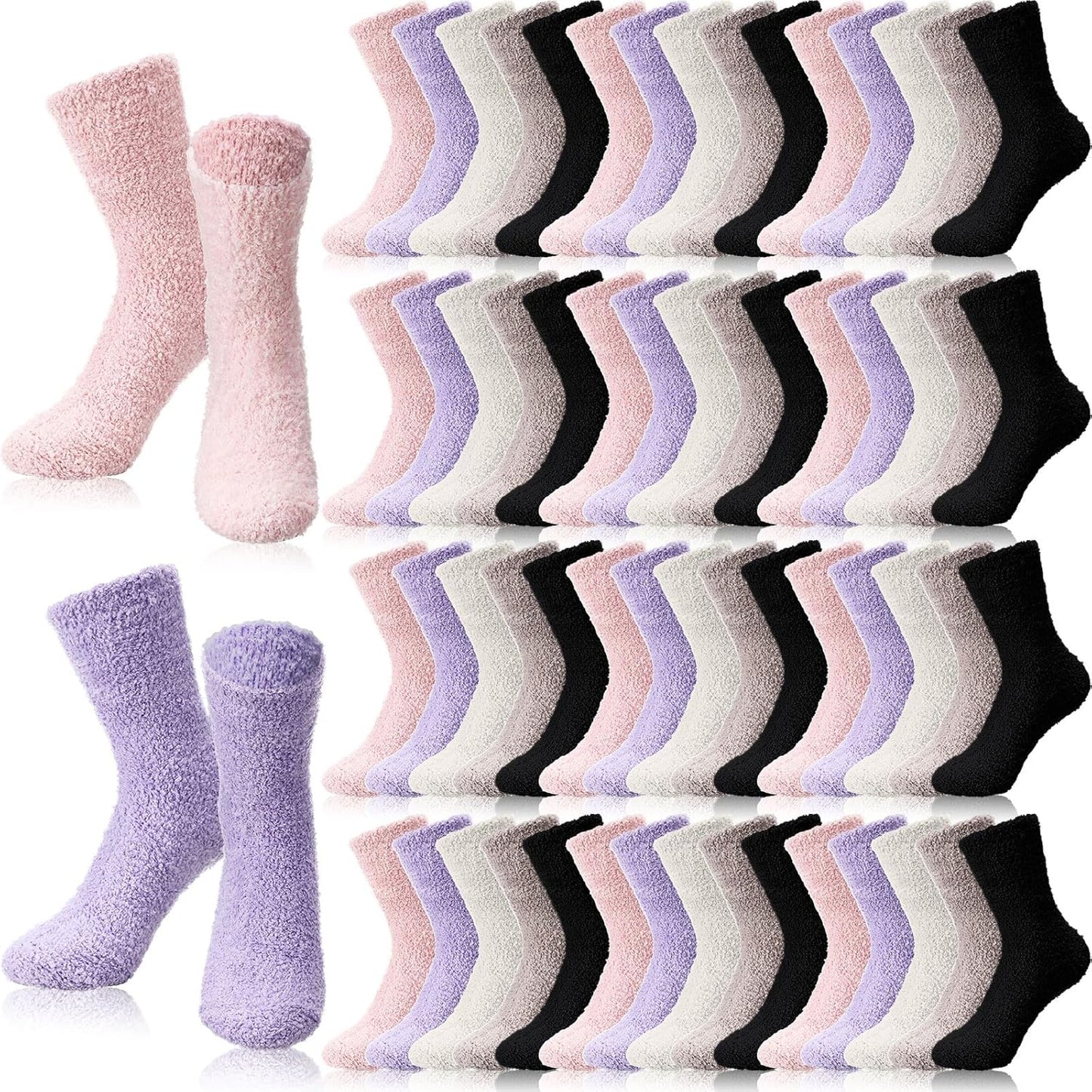 60 Pairs Women Fuzzy Socks Bulk for Winter Warmth and Comfort