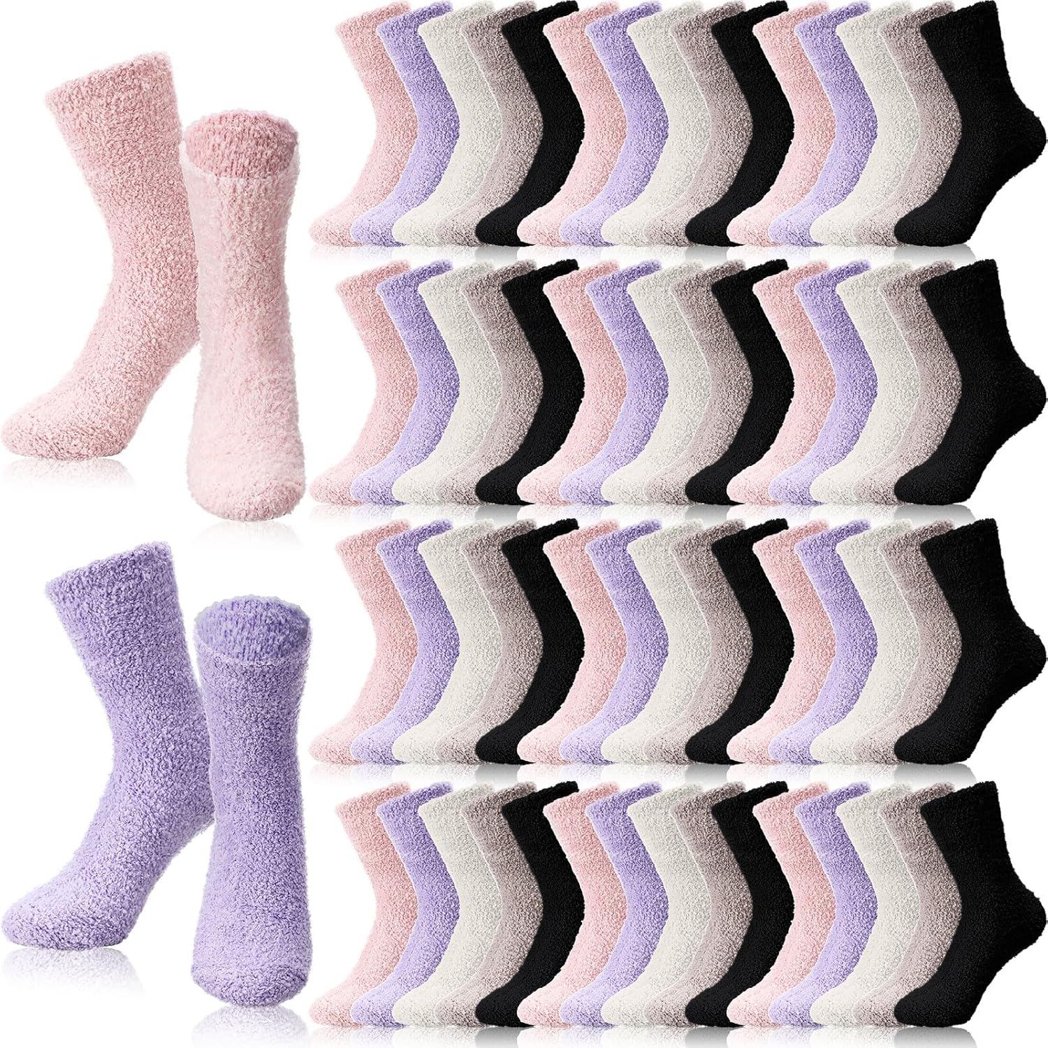 60 Pairs Women Fuzzy Socks Bulk for Winter Warmth and Comfort