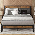LIKIMIO Queen Bed Frame with Storage Headboard - Built-in Charging