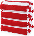 Cabana Stripe Beach Towel 4 Pack 30 by 60 in - Oversized, Soft